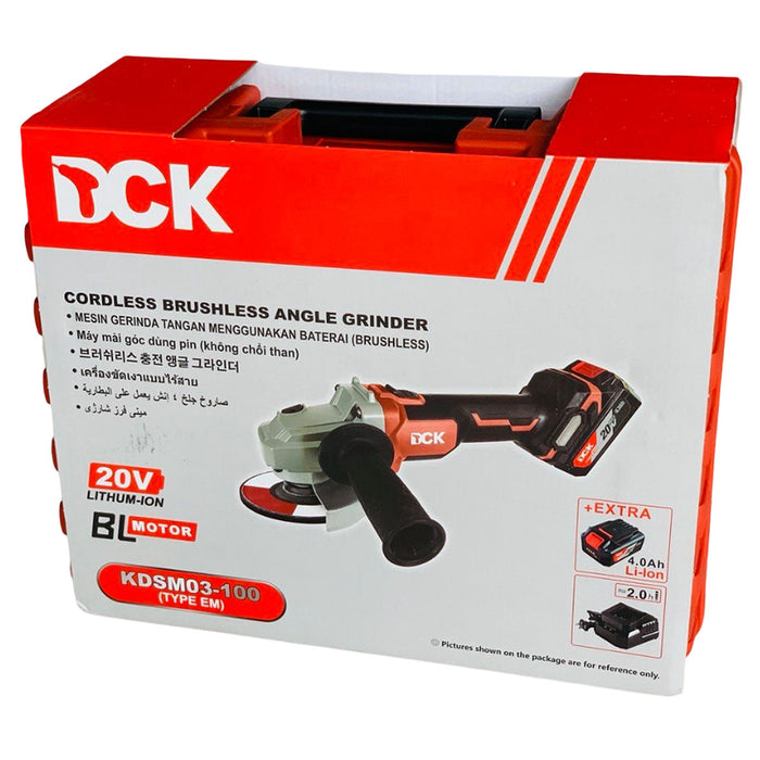 Máy mài góc DCK KDSM03-100 dùng Pin 20V, đường kính lưỡi 100mm, công tắc trượt