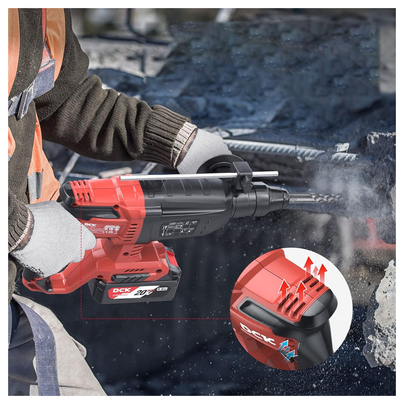 Máy khoan bê tông 3 chức năng DCK KDZC04-24 dùng Pin 20V, đuôi gài SDS-Plus