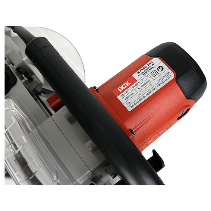 Máy cưa đa góc trượt DCK KJX06-255 công suất 1,650W, đường kính lưỡi 255mm