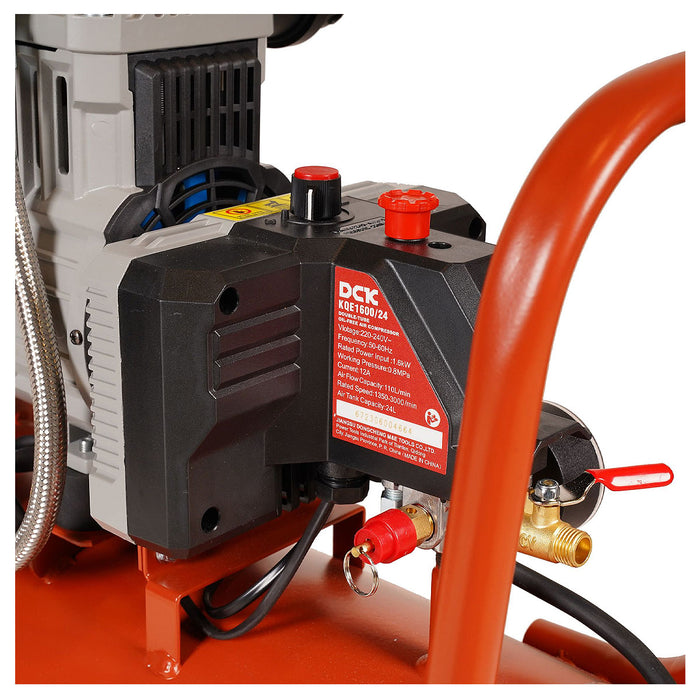 Máy nén khí không dầu DCK KQE1600/24L công suất 1,600W, bình chứa 24 lít