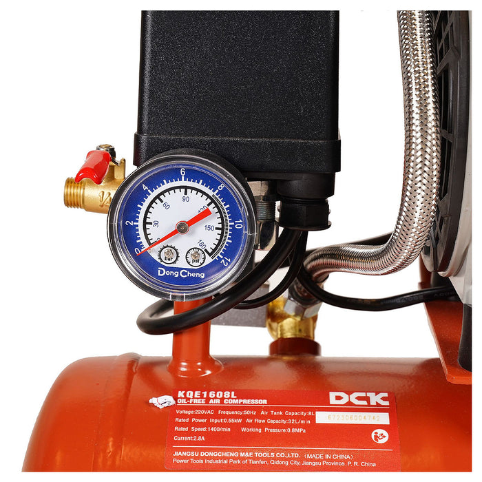 Máy nén khí không dầu DCK KQE1608L công suất 550W, bình chứa 8 lít