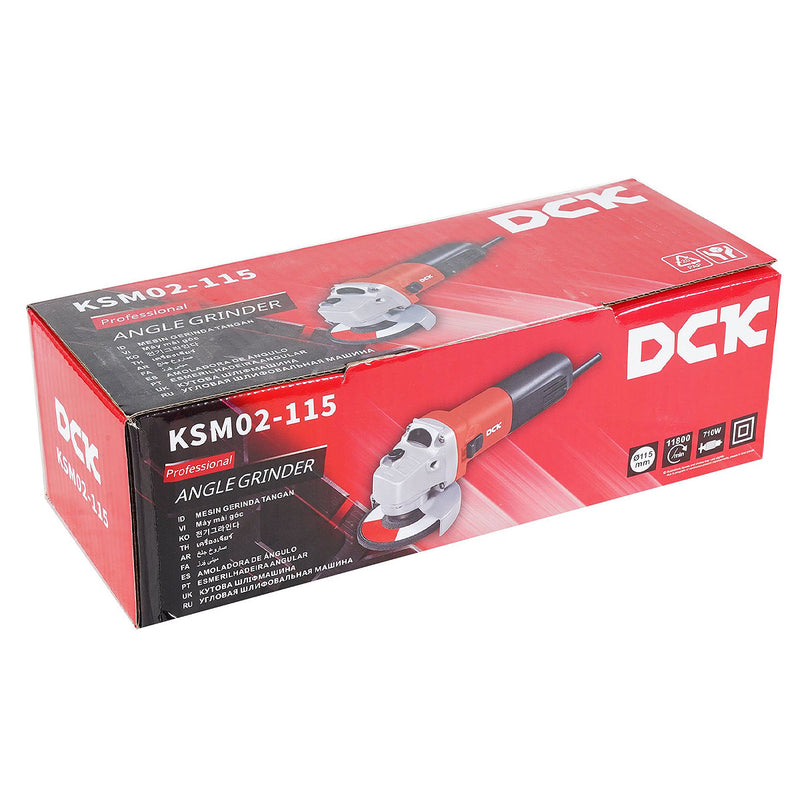 Máy mài góc DCK KSM02-115 công suất 710W, đường kính lưỡi 115mm, công tắc trượt