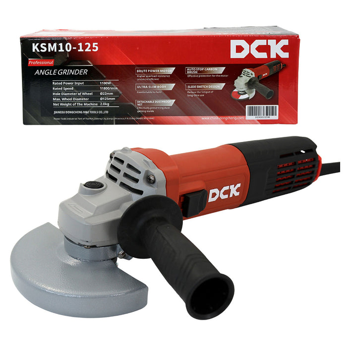 Máy mài góc DCK KSM10-125 công suất 1,100W, đường kính lưỡi 125mm, công tắc trượt