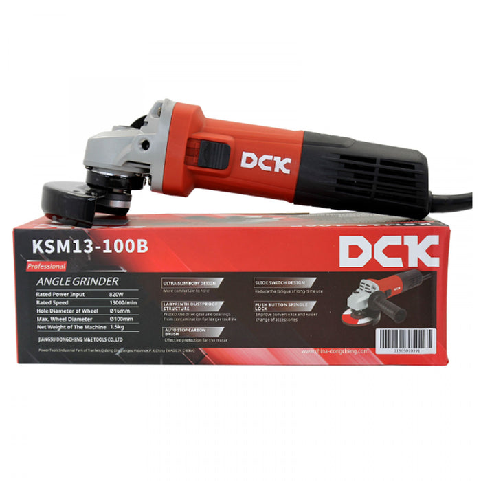 Máy mài góc dáng Slim DCK KSM13-100B công suất 820W, đường kính lưỡi 100mm, công tắc trượt