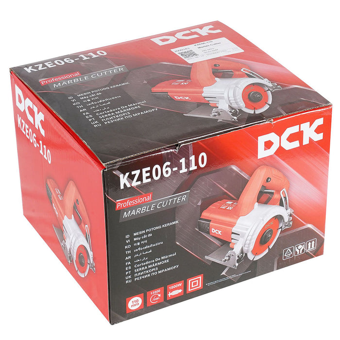 Máy cắt gạch đá DCK KZE06-110 công suất 1,800W, đường kính lưỡi 110mm