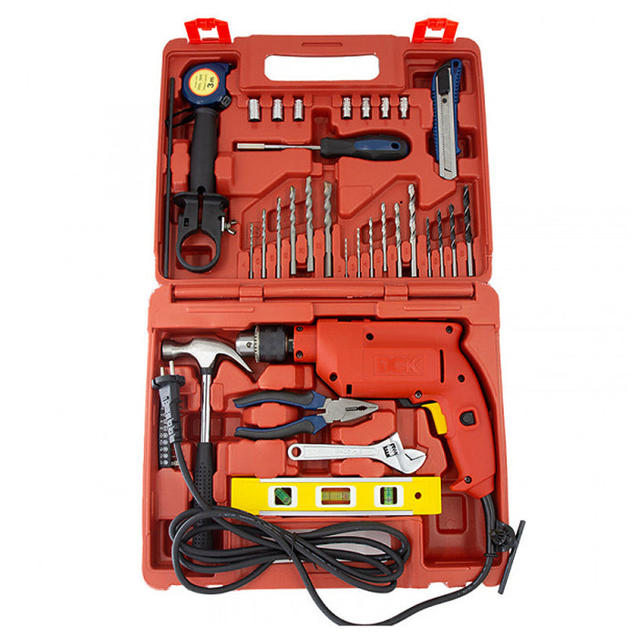 Bộ dụng cụ máy khoan búa và phụ kiện 43 chi tiết DCK KZJ04-13 công suất 500W, đầu kẹp 13mm