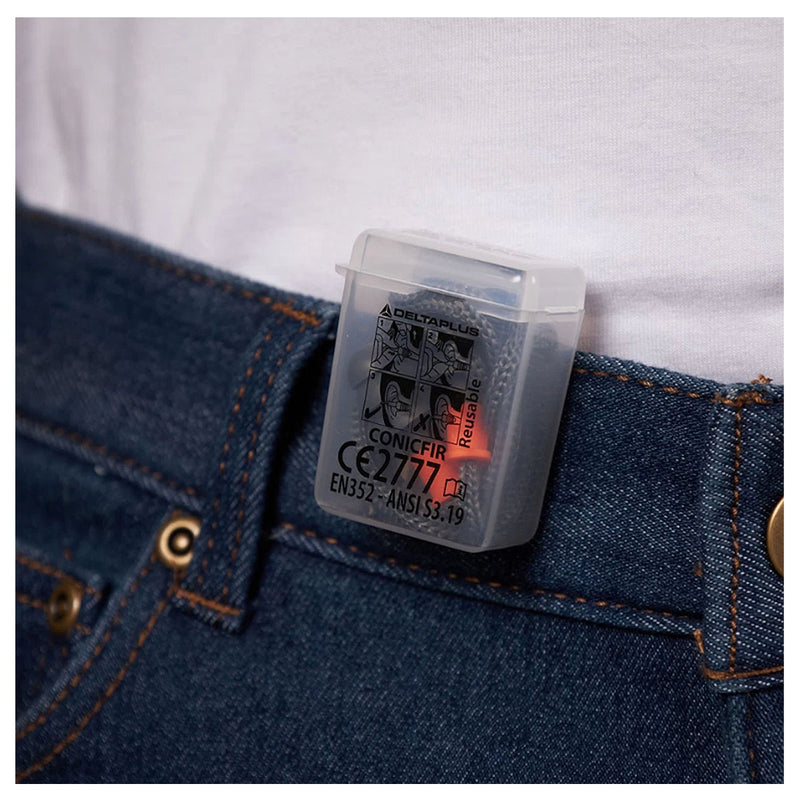 Nút bịt tai chống ồn có dây đeo kèm hộp nhựa Delta Plus CONICFIR050 chất liệu cao su nhiệt dẻo TPR