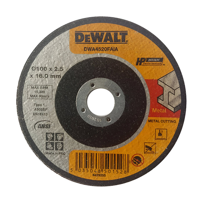 Đá cắt sắt 100 x 2.5 x 16 mm DEWALT DWA4520FAIA-B1