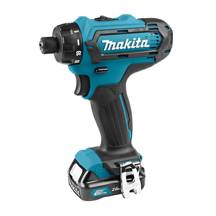 Máy khoan gỗ thép Makita DF031D dùng Pin 12Vmax CXT, đuôi lục giác 6.35mm ( 1/4 inch )