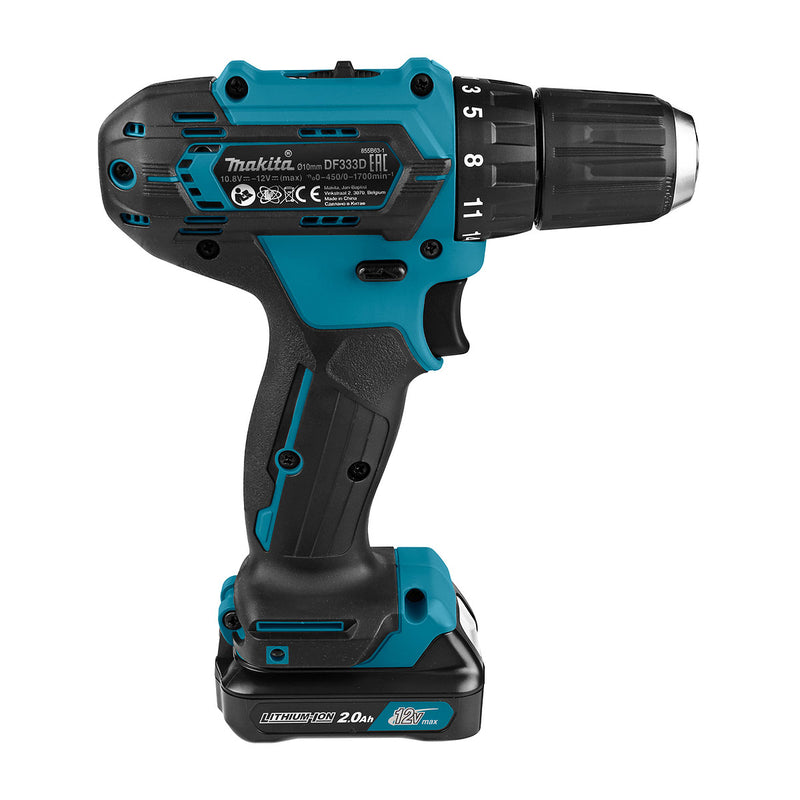 Máy khoan gỗ thép Makita DF333D dùng Pin 12Vmax CXT đầu kẹp 10mm