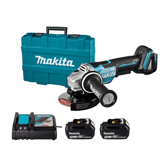 Máy mài góc Makita DGA508 dùng pin 18V LXT, đường kính lưỡi 125mm, công tắc bóp, công nghệ ADT, AFT