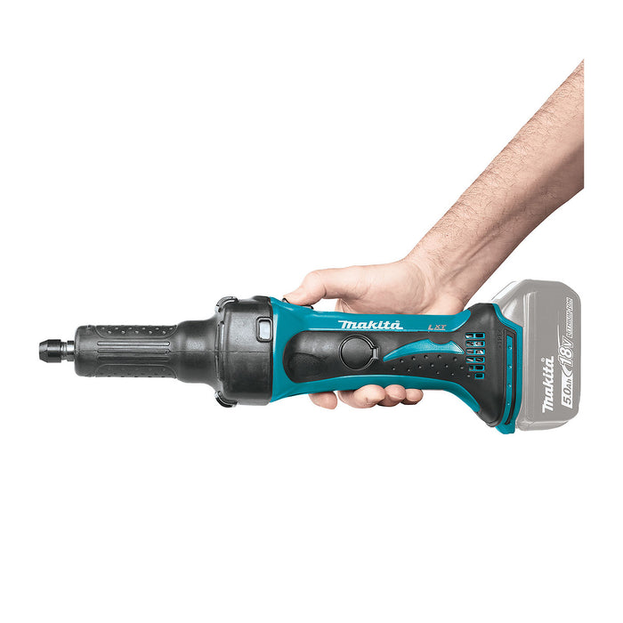 Máy mài khuôn Makita DGD800 dùng Pin 18V LXT chấu bóp 8mm, đường kính mũi mài 38mm, nòng dài, công tắc trượt