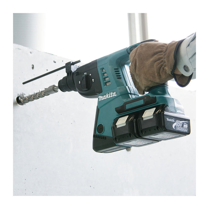 Máy khoan bê tông 3 chức năng Makita DHR263 dùng Pin 18V x2 LXT khả năng khoan 26mm đuôi gài SDS-Plus