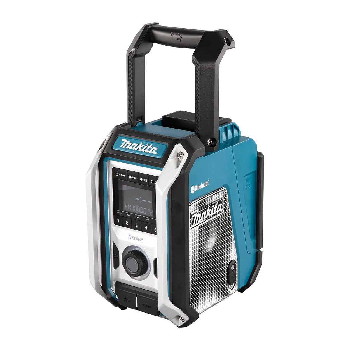 Máy nghe nhạc di động Makita DMR114, tích hợp radio, dùng được với pin 18V LXT, 14.4V LXT, 12Vmax CXT và điện