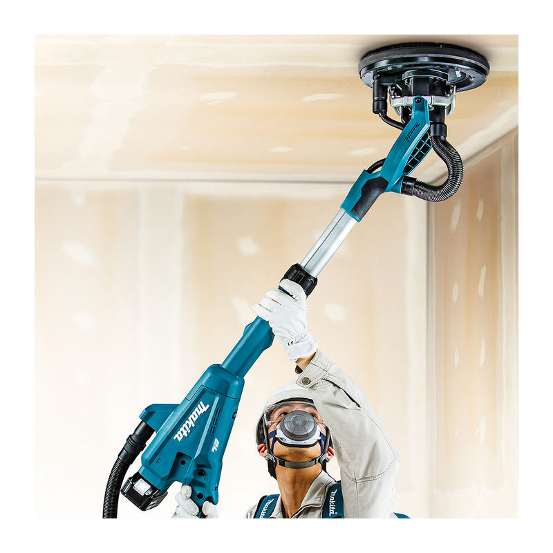 Máy chà nhám tường Makita DSL801, đường kính đế 210mm, kích thước đĩa 225mm dùng Pin 18V LXT, công nghệ AWS