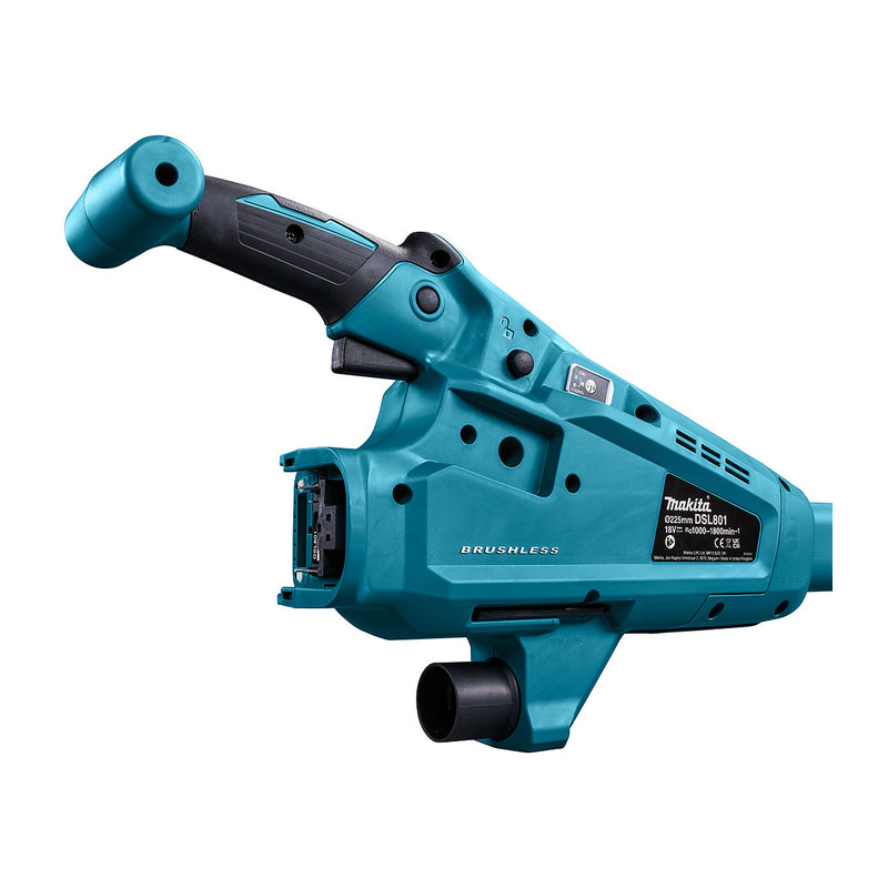 Máy chà nhám tường Makita DSL801, đường kính đế 210mm, kích thước đĩa 225mm dùng Pin 18V LXT, công nghệ AWS