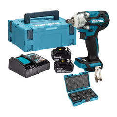 DTW300FJX4: Thân máy + Sạc nhanh(DC18RC), 2 pin 3.0Ah(BL1830B) + thùng Makpac số 2(821550-0) + Bộ đầu tuýp (B-66232)