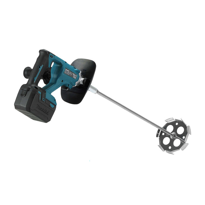 Máy trộn sơn Makita DUT130 dùng Pin 18V LXT, đường kính lưỡi 165mm, cơ chế giữ trục bằng chuôi vặn M12