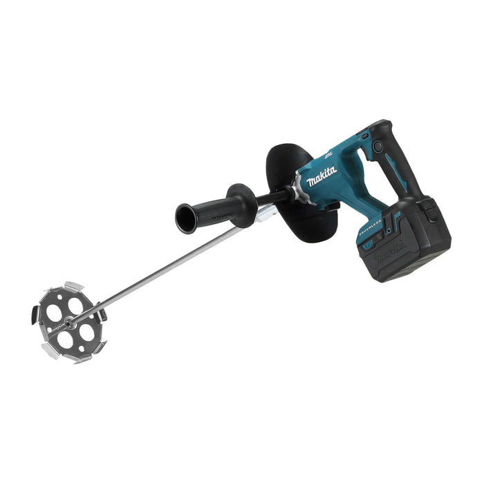 Máy trộn sơn Makita DUT130 dùng Pin 18V LXT, đường kính lưỡi 165mm, cơ chế giữ trục bằng chuôi vặn M12