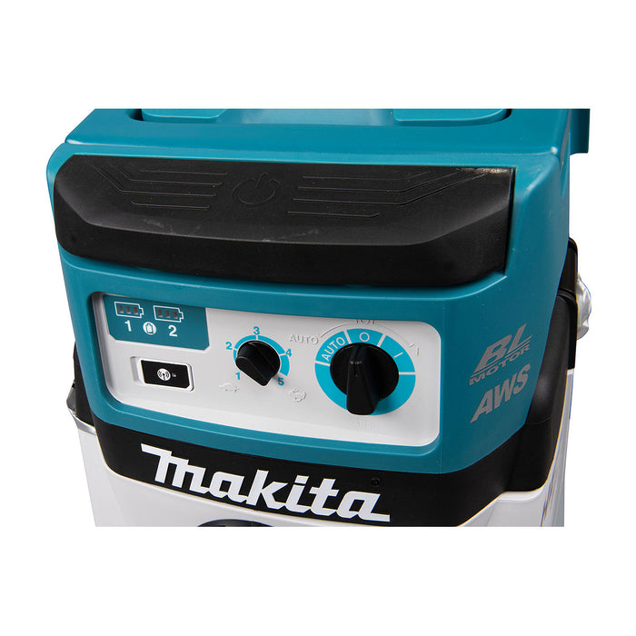 Máy hút bụi Makita DVC154L dùng Pin 18V x2 LXT dung tích 15L, lực hút 9.8kPa bộ lọc HEPA công nghệ AWS (hút khô)