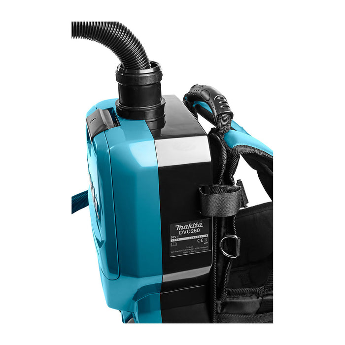 Máy hút bụi đeo vai Makita DVC260 dùng Pin 18V x2 LXT, dung tích 2L, lực hút 7.1kPa, bộ lọc HEPA