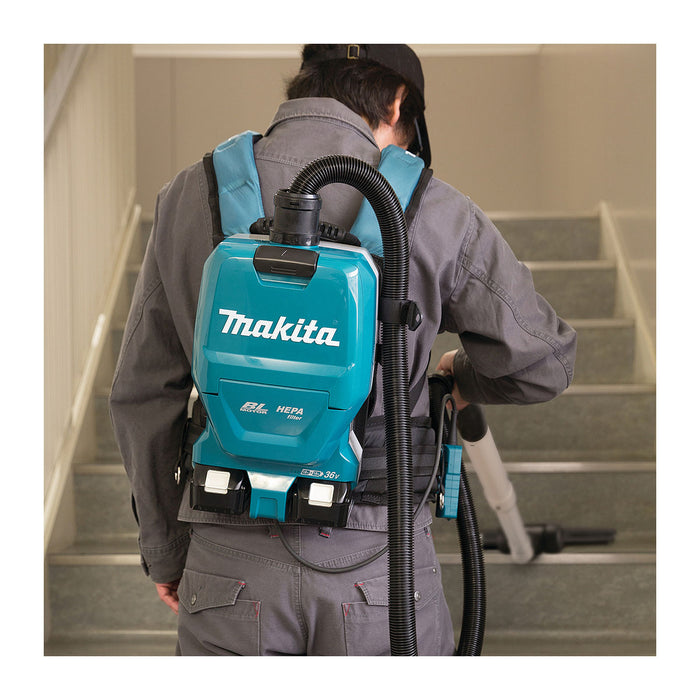 Máy hút bụi đeo vai Makita DVC261 dùng Pin 18V x2 LXT, dung tích 2L, lực hút 11kPa, bộ lọc HEPA