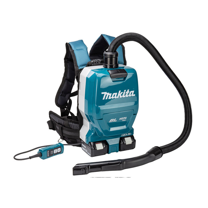 Máy hút bụi đeo vai Makita DVC261 dùng Pin 18V x2 LXT, dung tích 2L, lực hút 11kPa, bộ lọc HEPA
