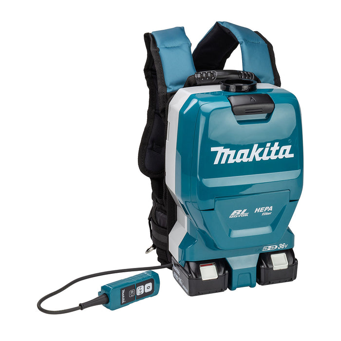 Máy hút bụi đeo vai Makita DVC261 dùng Pin 18V x2 LXT, dung tích 2L, lực hút 11kPa, bộ lọc HEPA