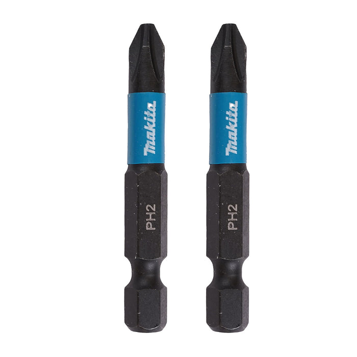 Vĩ 2 mũi vặn vít bake Impact Black Makita đầu mũi PH2-PH3 dài 50mm, đuôi lục giác 6.35mm ( 1/4 inch ) ( Cấp 3 sao )