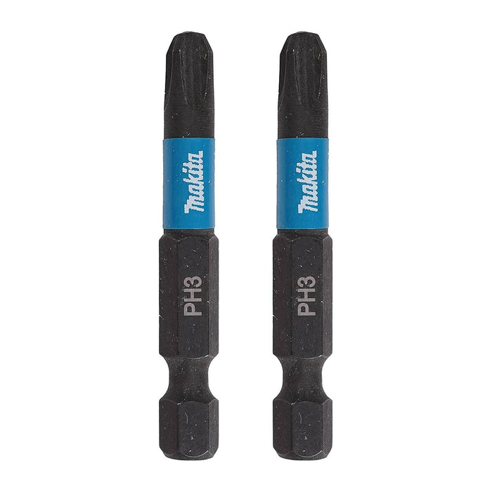 Vĩ 2 mũi vặn vít bake Impact Black Makita đầu mũi PH2-PH3 dài 50mm, đuôi lục giác 6.35mm ( 1/4 inch ) ( Cấp 3 sao )