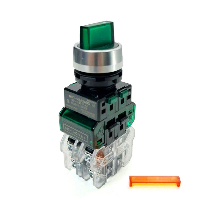 Công tắc xoay tích hợp đèn báo, mặt nhôm Hanyoung Nux MRT-R series, Lỗ khoét Ø22mm. Tiêu chuẩn CE, KC