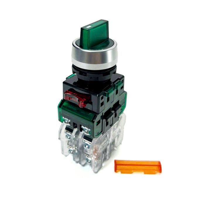 Công tắc xoay tích hợp đèn báo, mặt nhôm Hanyoung Nux MRT-R series, Lỗ khoét Ø22mm. Tiêu chuẩn CE, KC