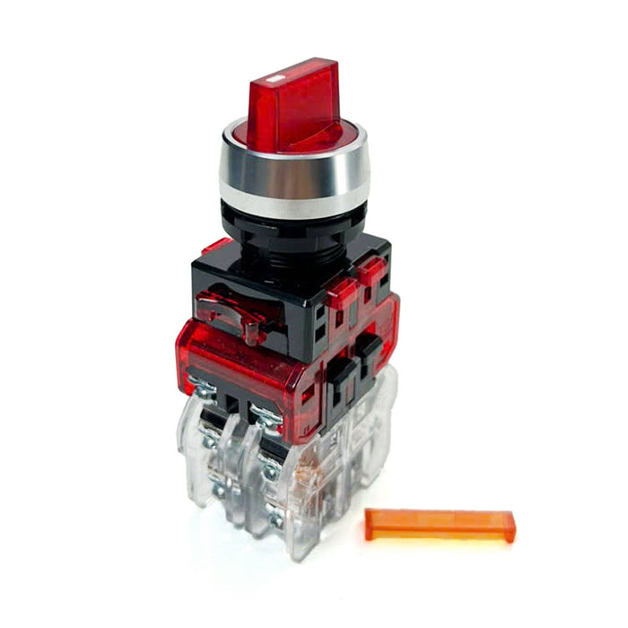 Công tắc xoay tích hợp đèn báo, mặt nhôm Hanyoung Nux MRT-R series, Lỗ khoét Ø22mm. Tiêu chuẩn CE, KC