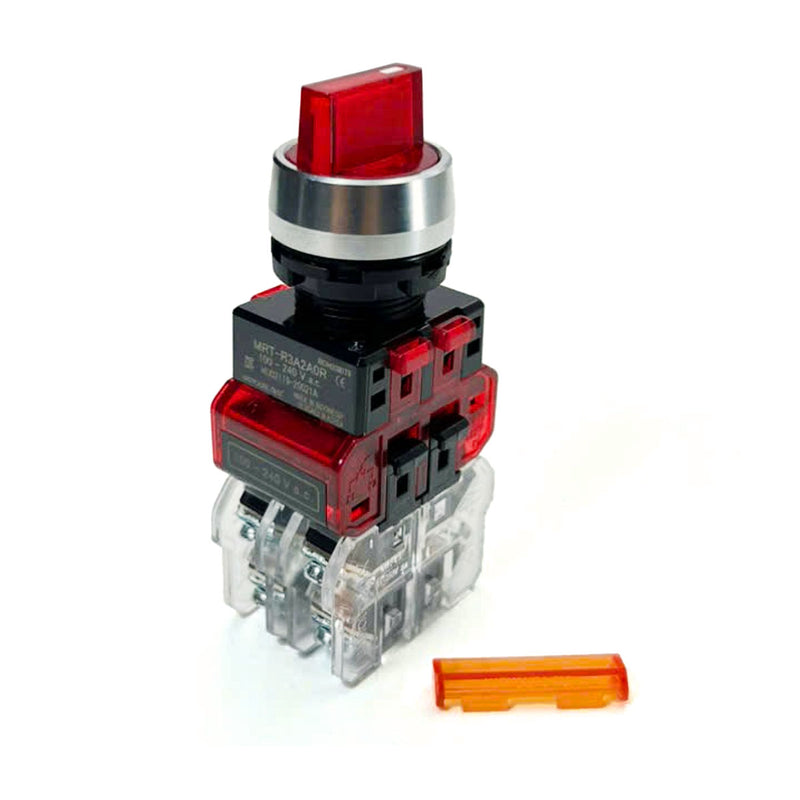 Công tắc xoay tích hợp đèn báo, mặt nhôm Hanyoung Nux MRT-R series, Lỗ khoét Ø22mm. Tiêu chuẩn CE, KC