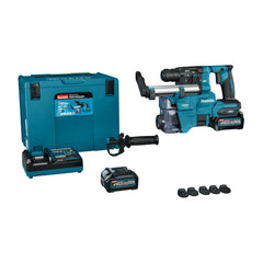 HR010GD201: Thân máy + 2 pin 2.5Ah (BL4025),  sạc nhanh DC40RA, Hệ thống hút bụi DX16 (1911P2-6) + Thùng Makpac số 4 (821552-6)