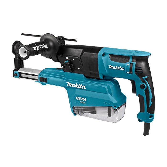 Máy khoan bê tông 3 chức năng Makita HR2650 công suất 800W đuôi gài SDS-Plus, đi kèm hệ thống hút bụi