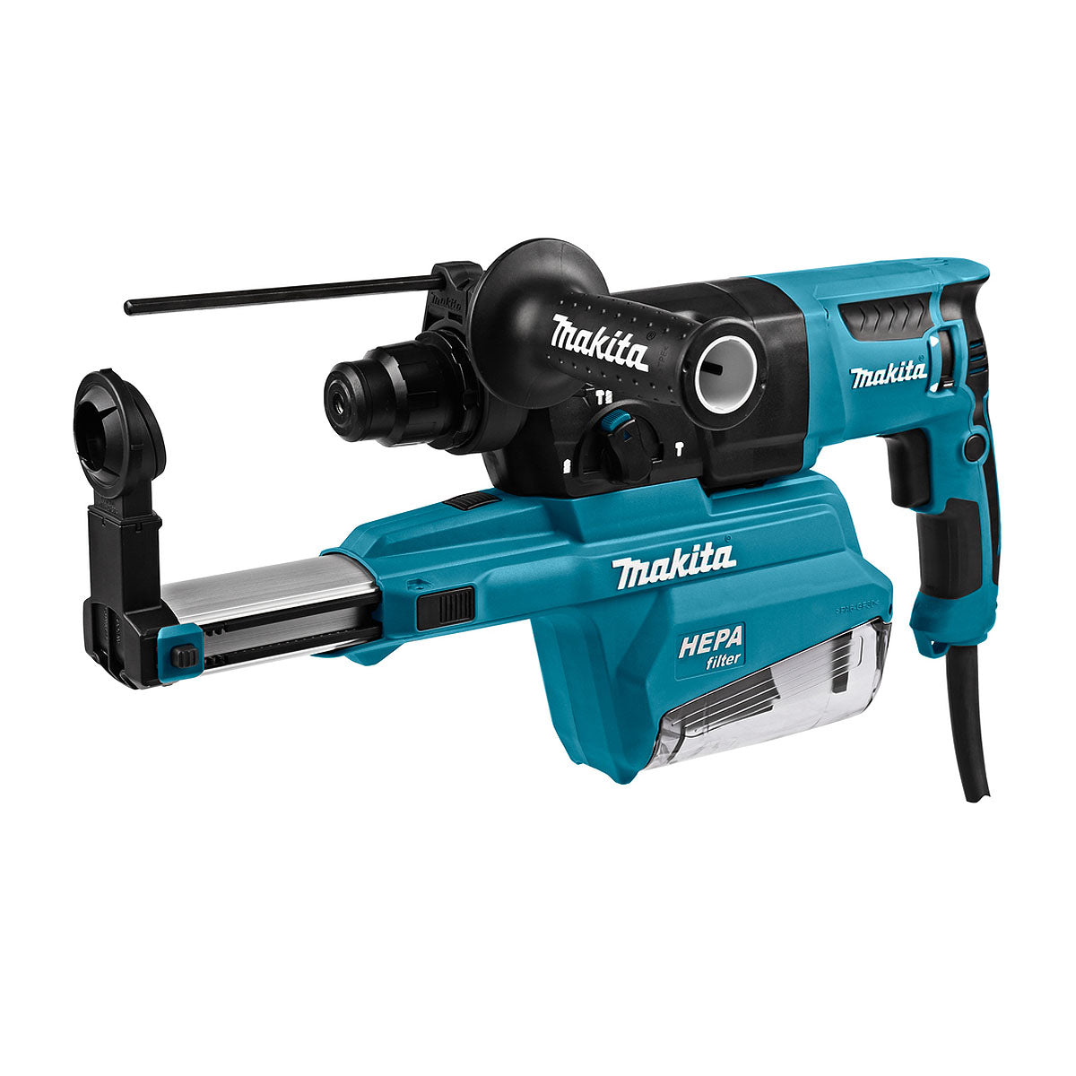 Máy khoan bê tông 3 chức năng Makita HR2650 công suất 800W đuôi gài SDS-Plus, đi kèm hệ thống hút bụi