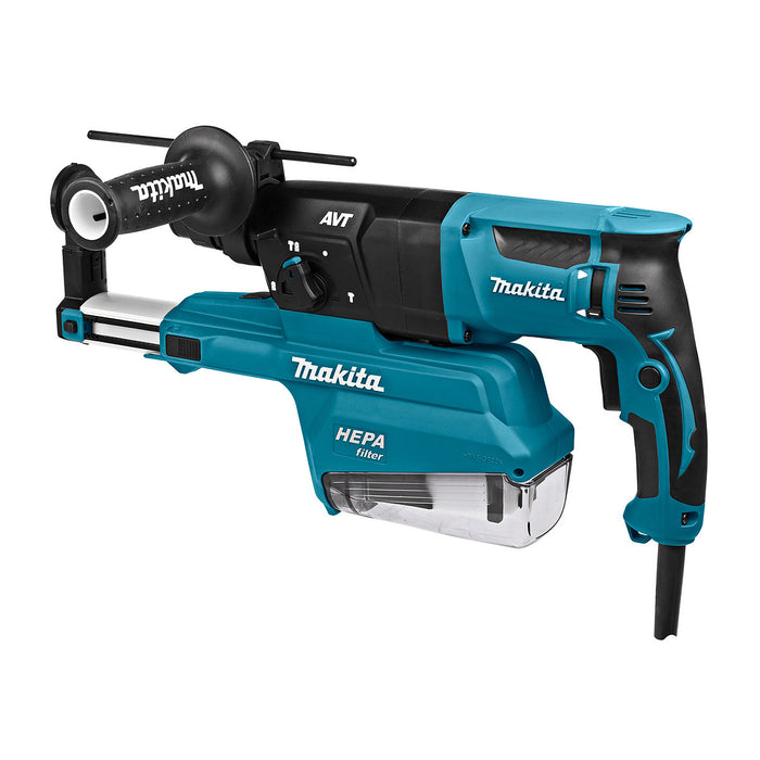 Máy khoan bê tông 3 chức năng Makita HR2651 công suất 800W đuôi gài SDS-Plus, đi kèm hệ thống hút bụi, công nghệ chống rung AVT