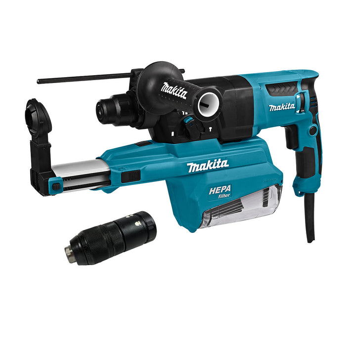 Máy khoan bê tông 3 chức năng Makita HR2651 công suất 800W đuôi gài SDS-Plus, đi kèm hệ thống hút bụi, công nghệ chống rung AVT