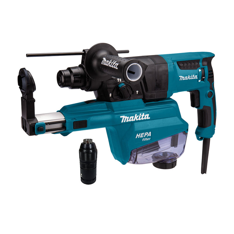 Máy khoan bê tông 3 chức năng Makita HR2653 công suất 800W đuôi gài SDS-Plus, đi kèm hệ thống hút bụi, công nghệ chống rung AVT