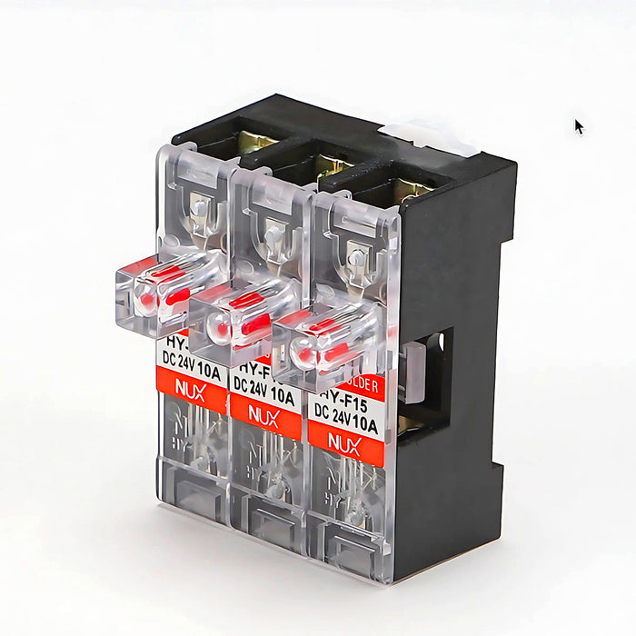 Đế cầu chì lắp thanh ray Hanyoung Nux HY-F15 Series,  dùng cho điện AC/DC. Tiêu chuẩn RoHS2