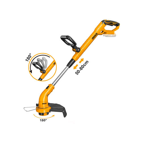 Máy cắt cỏ dùng pin 20V các loại INGCO CGTLI20018, đường kính lưỡi 300mm (Chưa bao gồm Pin, sạc)