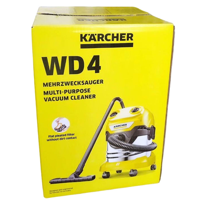 Máy hút bụi, chất liệu Inox Karcher WD 4 S công suất 1100W, lực hút 240mbar, dung tích 20L ( Hút khô & nước )