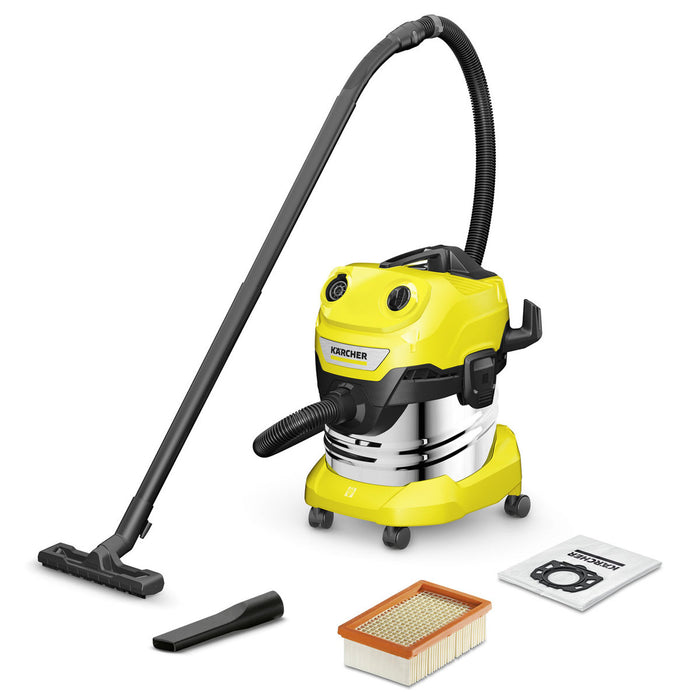 Máy hút bụi, chất liệu Inox Karcher WD 4 S công suất 1100W, lực hút 240mbar, dung tích 20L ( Hút khô & nước )