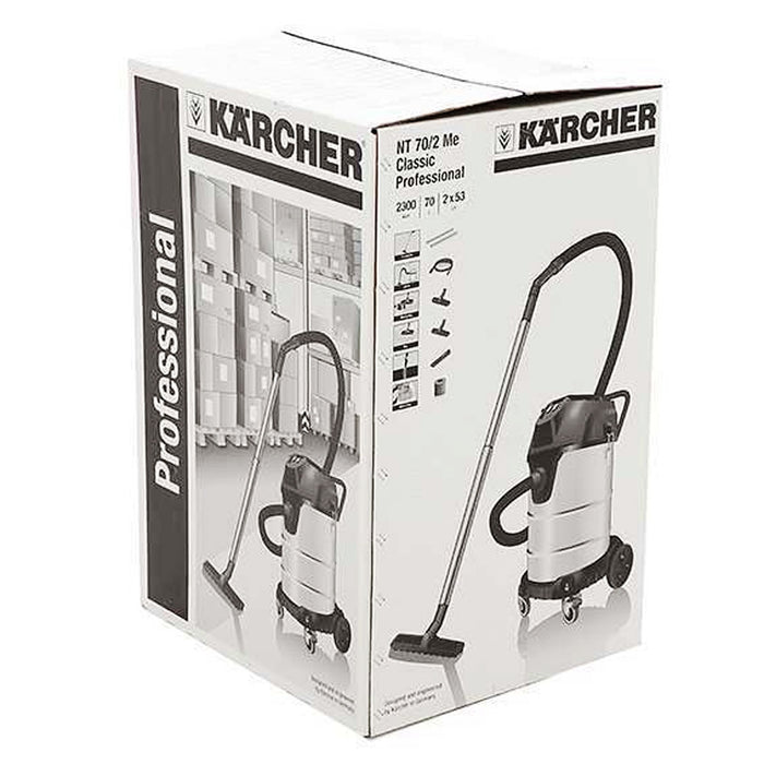 Máy hút bụi, dòng công nghiệp Karcher NT 70/2 Me Classic công suất 2300W, lực hút 225mbar, dung tích 70L ( Hút khô & nước )