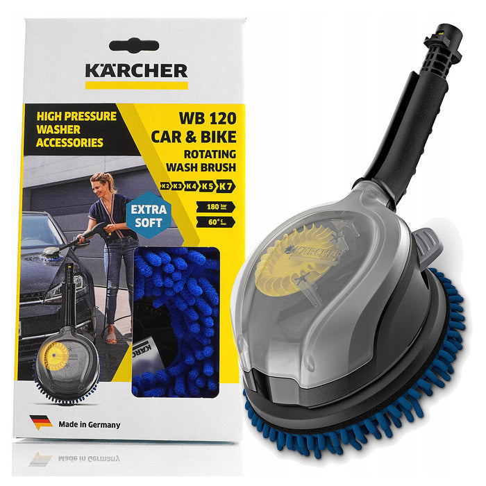 Đầu phun xịt rửa áp lực cao dạng bàn chải xoay tròn chất liệu sợi dệt microfibre mềm Karcher WB 120 Car & Bike