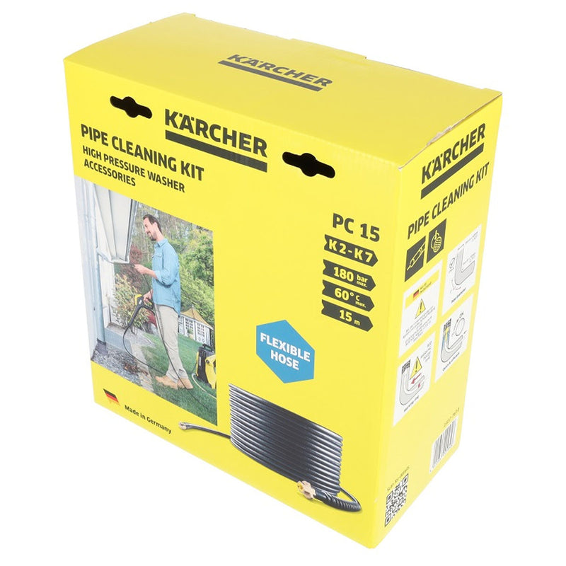 Dây thông tắc đường ống, dùng cho máy xịt rửa áp lực cao Karcher chiều dài từ 7.5m - 15m