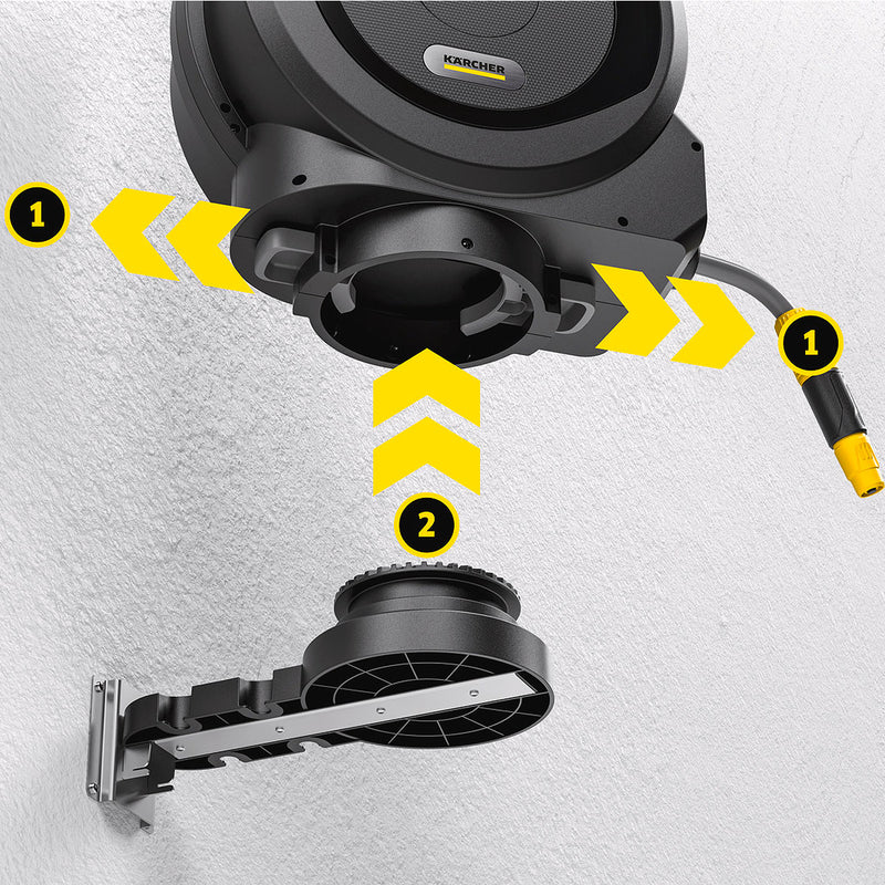 Bộ dây nước kèm hộp lưu trữ treo tường, thu dây tự động Karcher HBX 5 Automatic chiều dài dây từ 25m - 35m