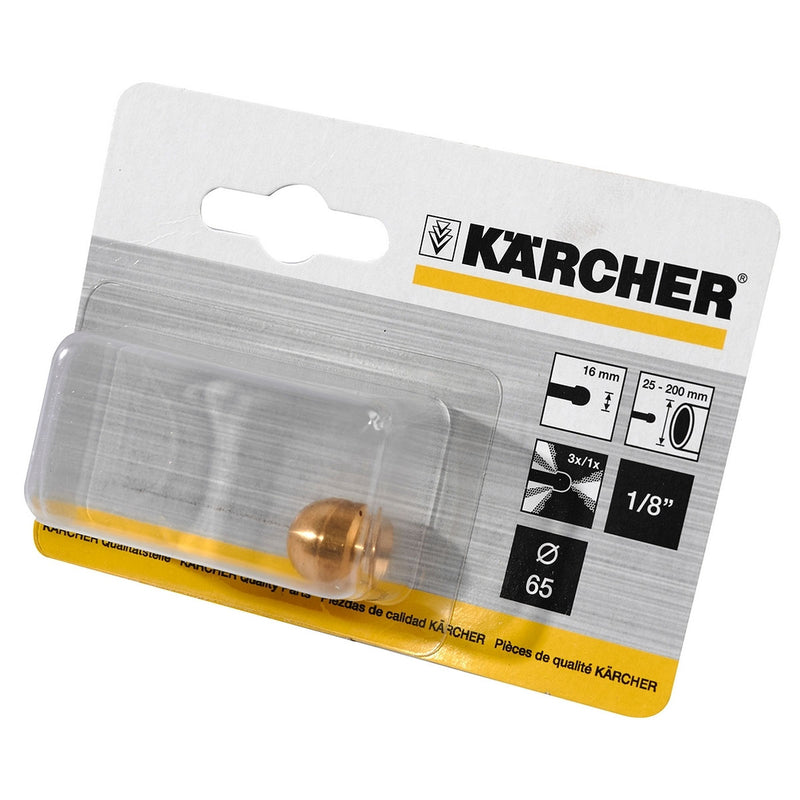 Béc phun thông tắc đường ống, tia phun nghiêng 30° Karcher đường kính 16mm