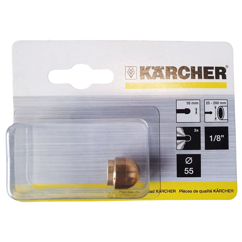 Béc phun thông tắc đường ống, tia phun nghiêng 30° Karcher đường kính 16mm